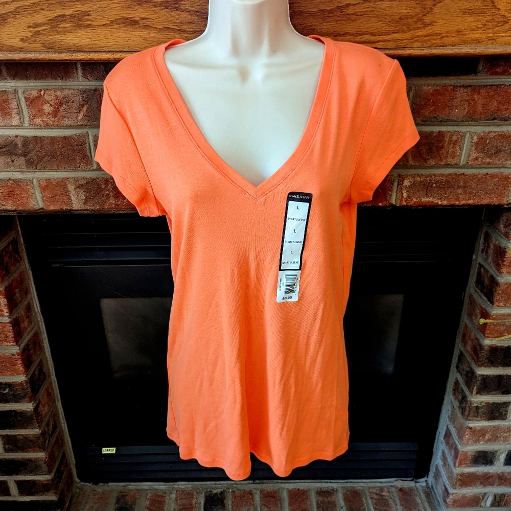 Massini brand new with tags coral long cut top women's size large